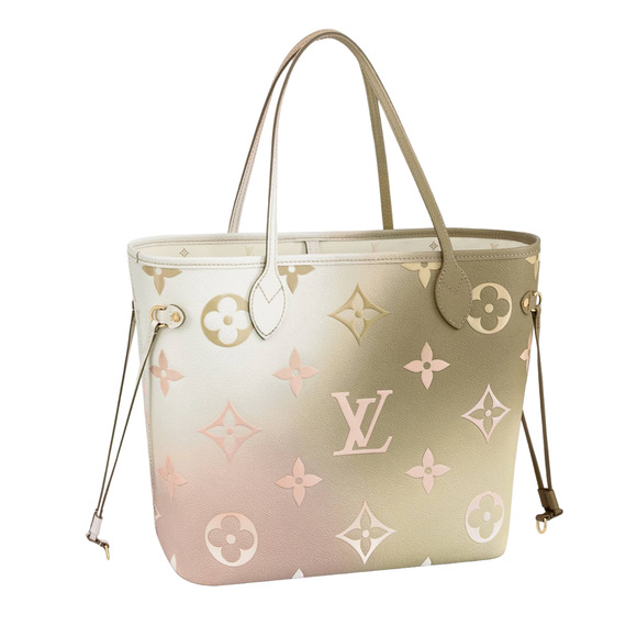 Louis Vuitton Neverfull MM Sunset Kaki Green Beige Tote Top Handle Shoulder Bag - Picture 1 of 12